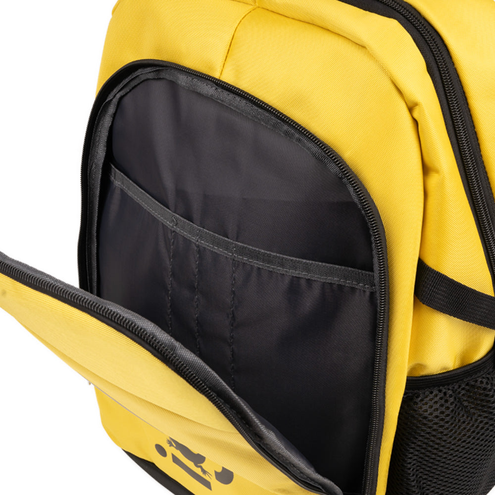 RUCSAC IGGY RIDER, pt. notebook de max. 15.6", 2 compartimente, buzunar frontal, troler strap, water-resistant, poliester, galben/negu, "IGBP-RIDER"