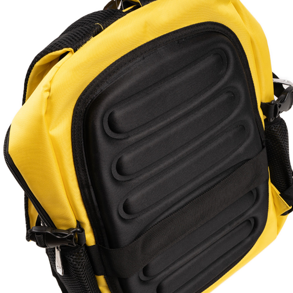 RUCSAC IGGY RIDER, pt. notebook de max. 15.6", 2 compartimente, buzunar frontal, troler strap, water-resistant, poliester, galben/negu, "IGBP-RIDER"