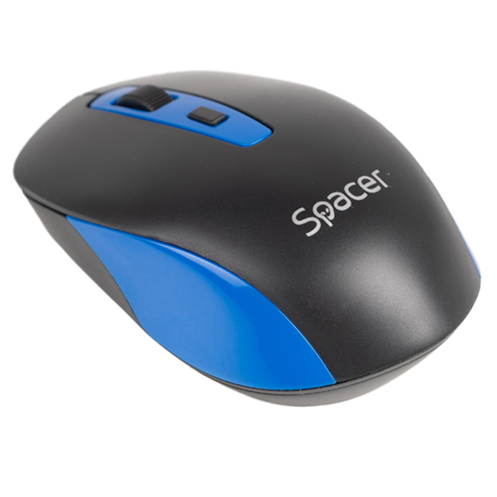 MOUSE Spacer, PC sau NB, wireless, 2.4GHz, optic, 1600 dpi, butoane/scroll 4/1, negru cu albastru, baterii incluse 2x AAA, ambalaj blister "SPMO-WS01-BKBL"