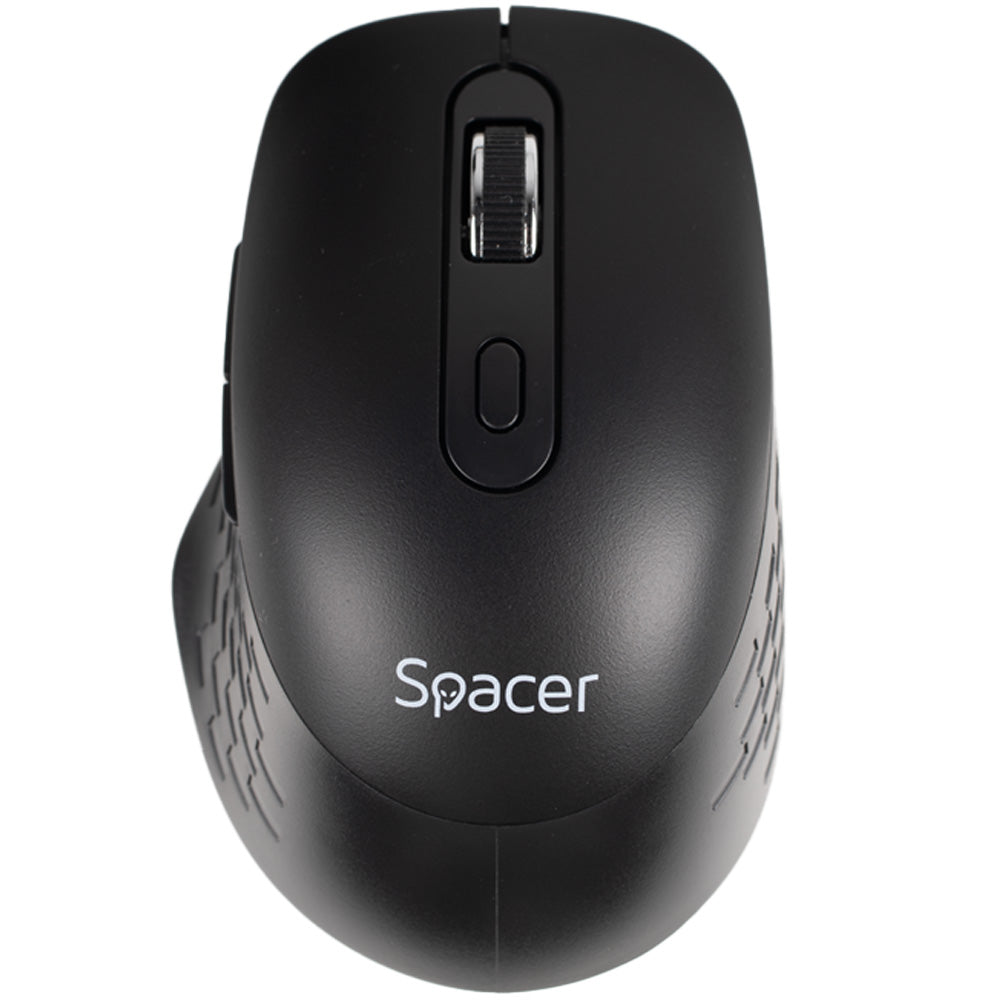 MOUSE Spacer, PC sau NB, wireless, 2.4GHz + Bluetooth 5.1, optic, max.1600 dpi, butoane/scroll 6/1,buton ON/OFF, click silentios S/D, negru,baterii AAAx2 incluse, "SPMO-WS02-BT"