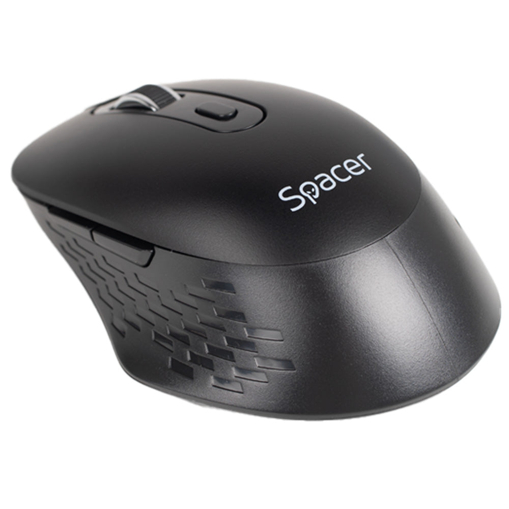 MOUSE Spacer, PC sau NB, wireless, 2.4GHz + Bluetooth 5.1, optic, max.1600 dpi, butoane/scroll 6/1,buton ON/OFF, click silentios S/D, negru,baterii AAAx2 incluse, "SPMO-WS02-BT"