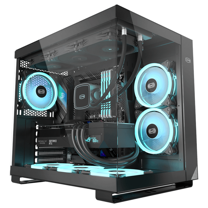 CARCASA PCCOOLER, Middle Tower, ATX, fara sursa, sticla securizata, 6 ventilatoare incluse, iluminare ARGB, alb, USB 3.2 gen
