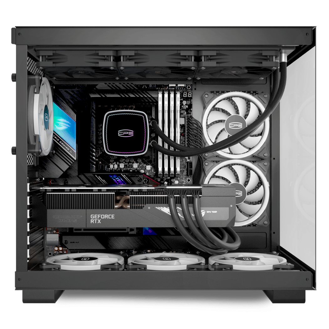 CARCASA PCCOOLER, Middle Tower, ATX, fara sursa, sticla securizata, 6 ventilatoare incluse, iluminare ARGB, alb, USB 3.2 gen 1 x 2, USB Type-C x 2, mic, audio, "C3 T500 ARGB BK"