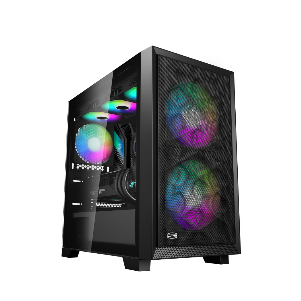 CARCASA PCCOOLER, Mini Tower, mATX, fara sursa, sticla securizata, 2 ventilatoare incluse, iluminare ARGB, negru, USB 3.2 gen 2 x 2, mic, audio, "C3D310 ARGB BK"
