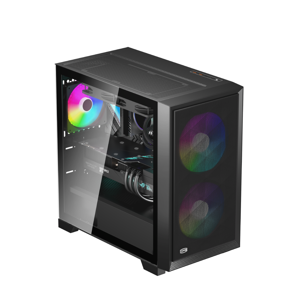 CARCASA PCCOOLER, Mini Tower, mATX, fara sursa, sticla securizata, 2 ventilatoare incluse, iluminare ARGB, negru, USB 3.2 gen 2 x 2, mic, audio, "C3D310 ARGB BK"
