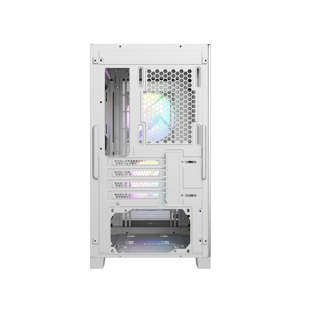 CARCASA PCCOOLER, Mini Tower, mATX, fara sursa, sticla securizata, 2 ventilatoare incluse, iluminare ARGB, alb, USB 3.2 gen 2