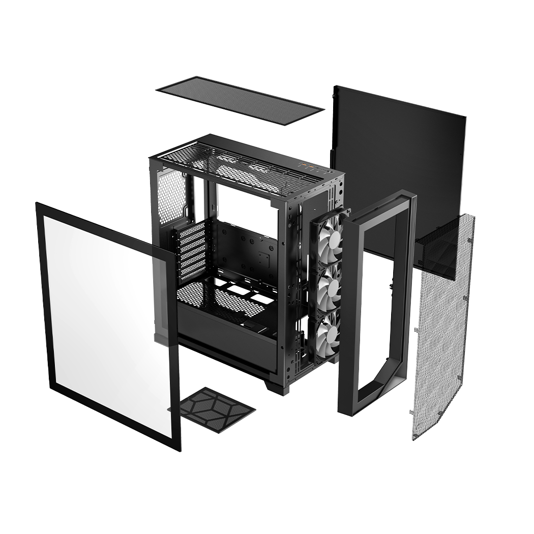 CARCASA PCCOOLER, Middle Tower, ATX, fara sursa, sticla securizata, 3 ventilatoare incluse, iluminare ARGB, negru, USB 3.2 gen 2 x 2, mic, audio, "C3D510 ARGB BK"