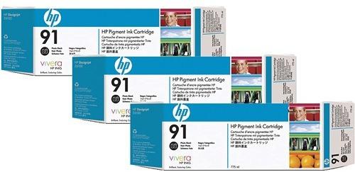 Tri-Pack Original HP Photo Black, nr.91, pentru DesignJet Z6100, 3x775ml, 