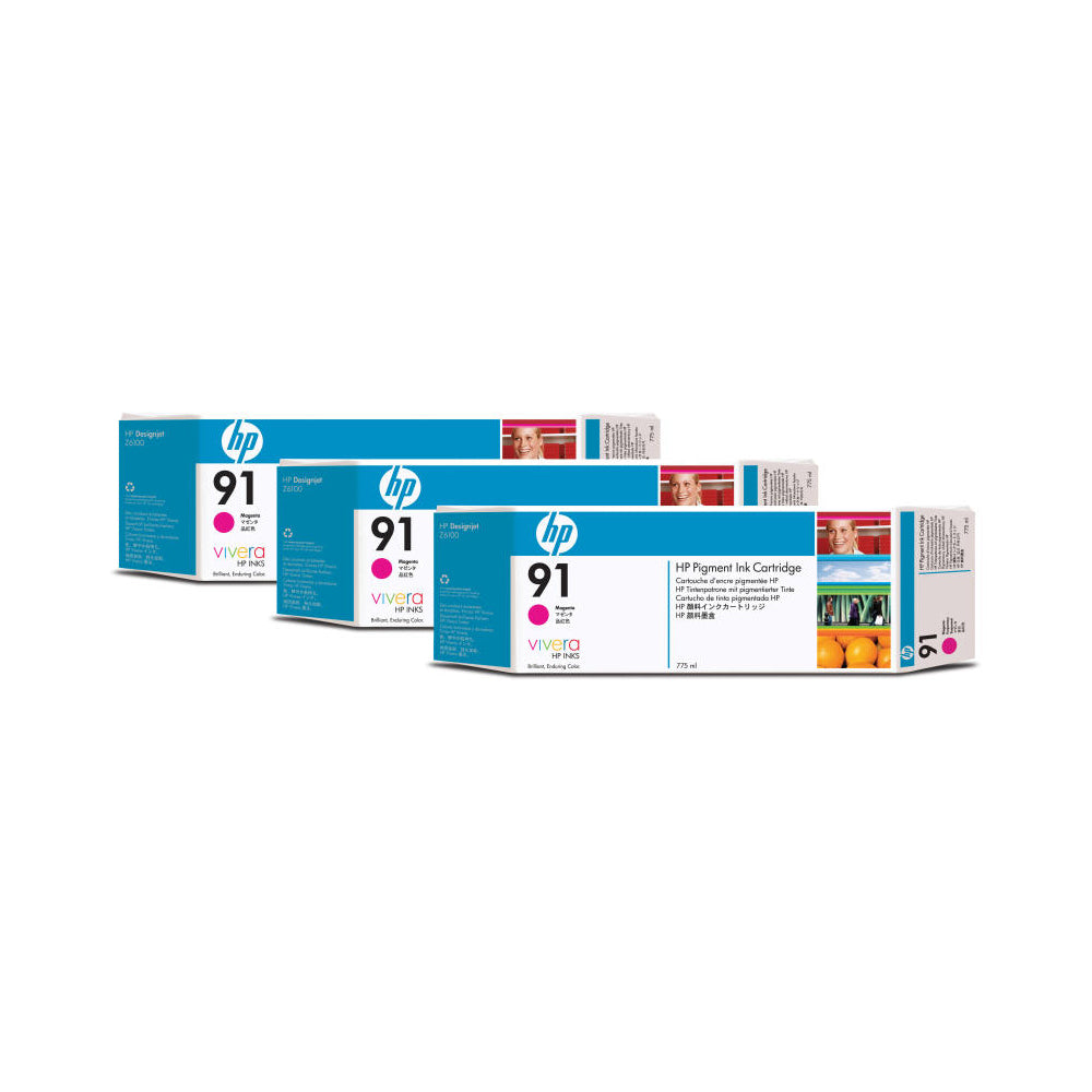 Tri-Pack Original HP Magenta, nr.91, pentru DesignJet Z6100, 3x775ml, 