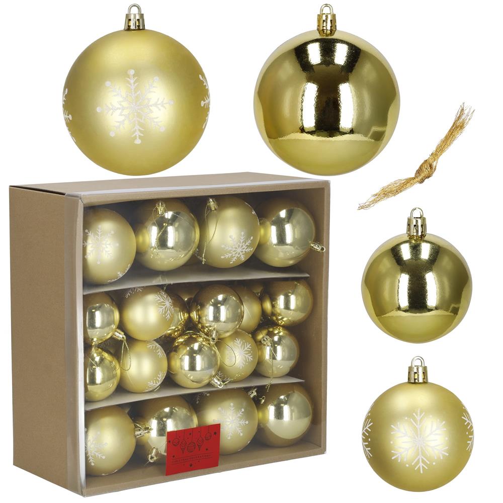 Set globuri Craciun 36 bucati, diverse modele, diametru 6-8 cm, auriu