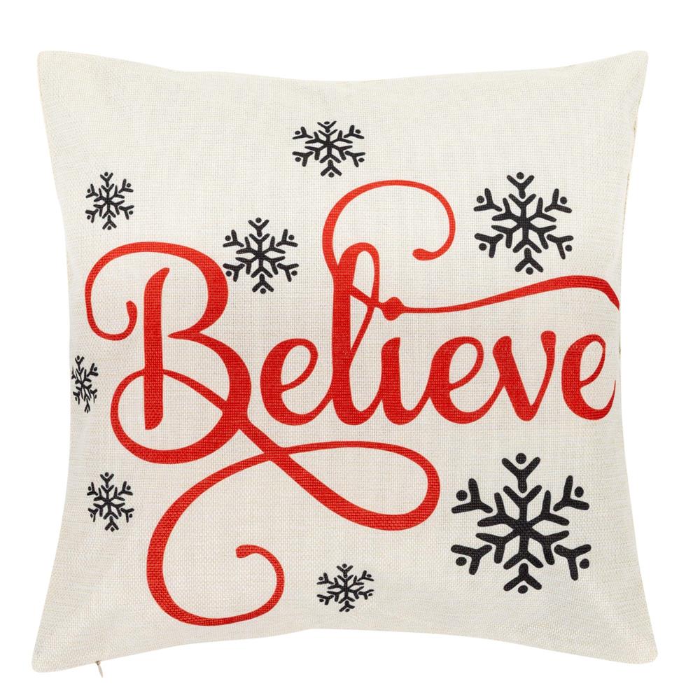 Set 4 fete de perna decorative, 40x40 cm, motive de Craciun, rosu alb
