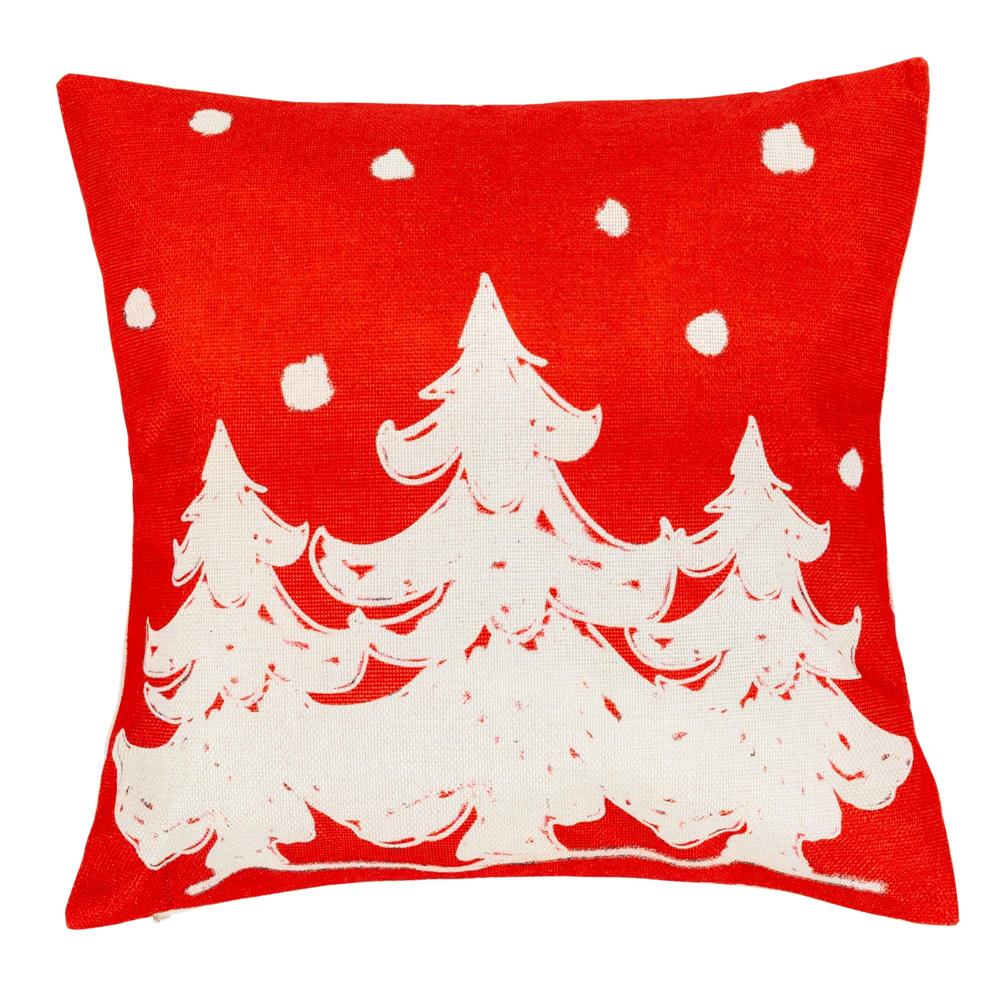Set 4 fete de perna decorative, 40x40 cm, motive de Craciun, rosu alb