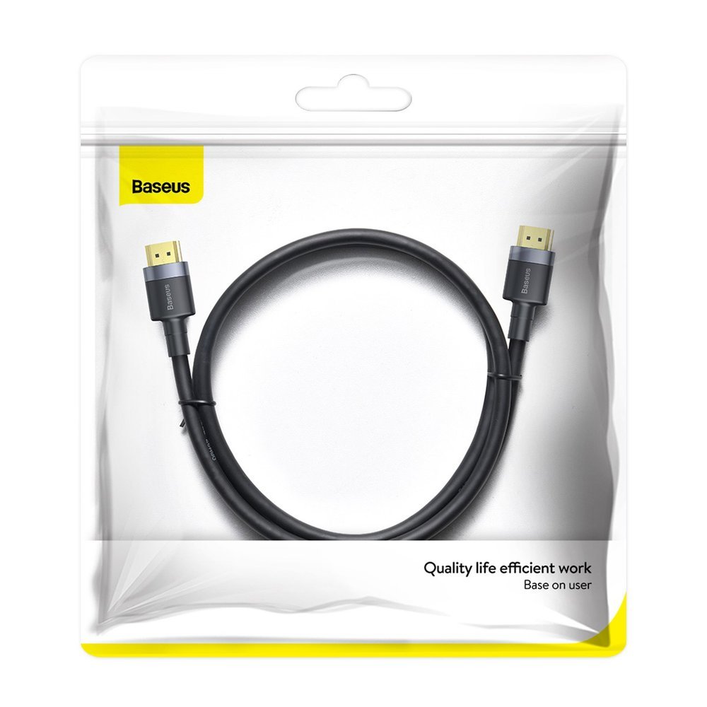 CABLU video Baseus Cafule, HDMI (T) la HDMI (T), rezolutie maxima 4K UHD (3840 x 2160) la 60 Hz, conectori auriti, 2m, negru "CADKLF-F01" - 6953156218192