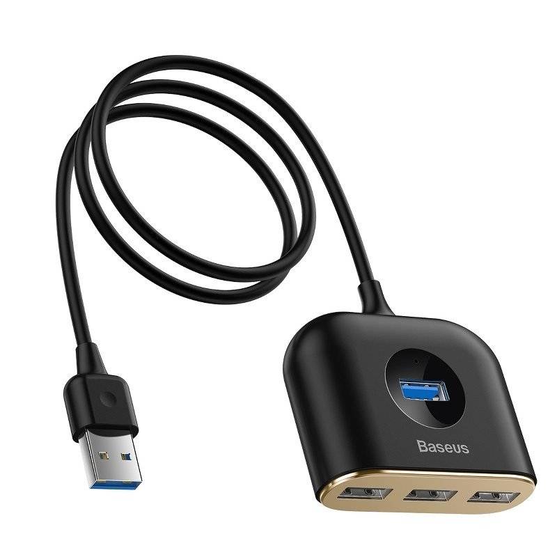 HUB extern Baseus Square, porturi USB: USB 3.0 x 1 + USB 2.0 x 3, conectare prin USB 3.0, lungime 1 m, negru, "CAHUB-AY01" - 6953156297104
