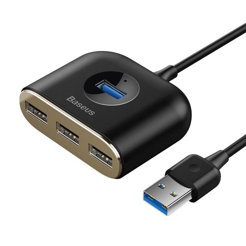 HUB extern Baseus Square, porturi USB: USB 3.0 x 1 + USB 2.0 x 3, conectare prin USB 3.0, lungime 1 m, negru, "CAHUB-AY01" - 6953156297104