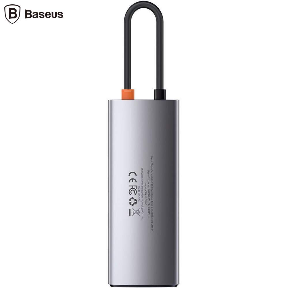 DOCKING Station Baseus Metal Gleam,conec PC USB-C, USB 3.0x3, RJ-45 Gigabit LANx1, USB-Cx1 PD 100W 5V/9V/14.5V/20V 5A (Max.), HDMIx1/4K/30Hz,gri "CAHUB-CW0G" - 6953156204645