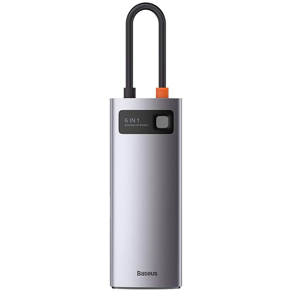 DOCKING Station Baseus Metal Gleam,conec PC USB-C, USB 3.0x3, RJ-45 Gigabit LANx1, USB-Cx1 PD 100W 5V/9V/14.5V/20V 5A (Max.), HDMIx1/4K/30Hz,gri "CAHUB-CW0G" - 6953156204645