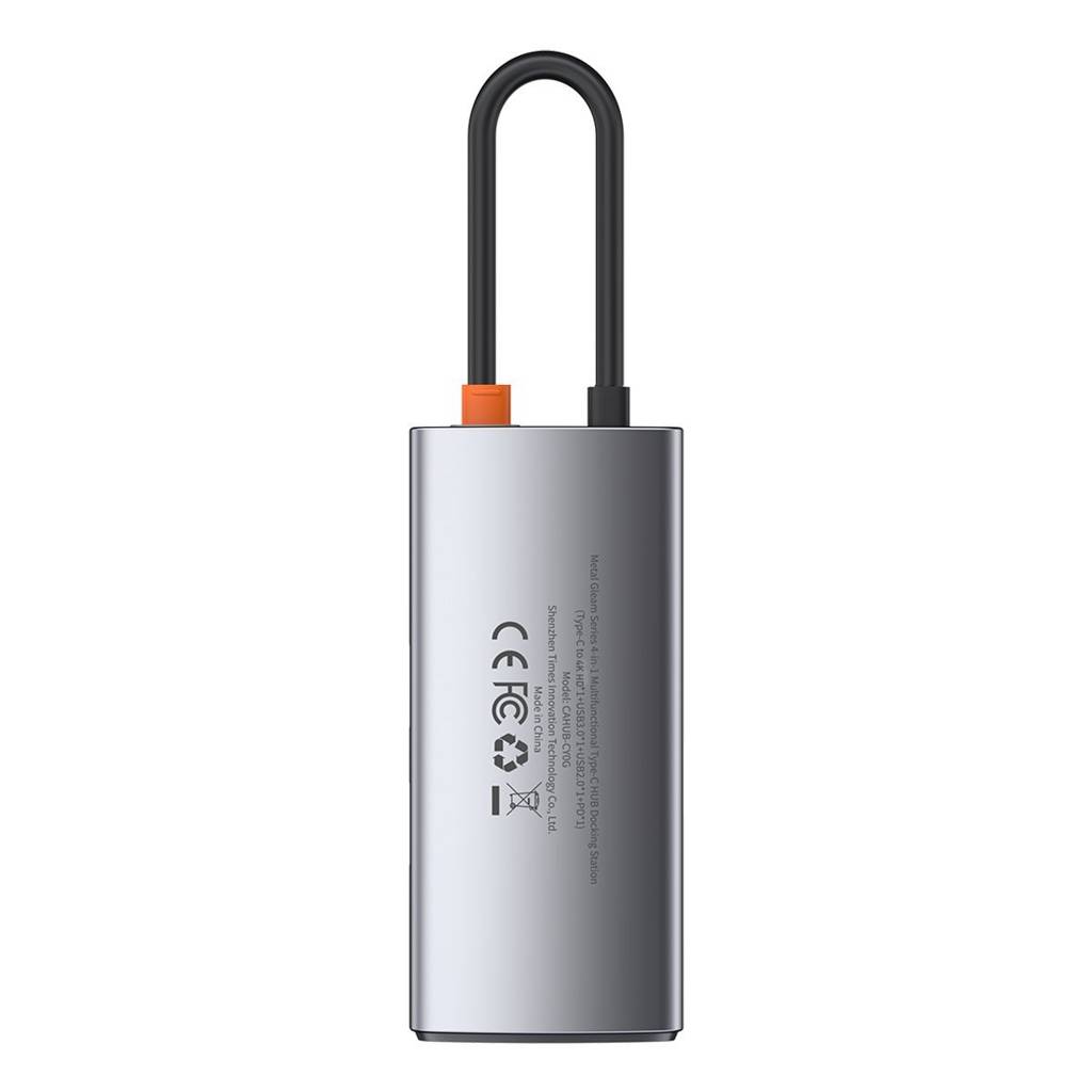 DOCKING Station Baseus Metal Gleam,conectare PC USB-C, USB 3.0x1|USB 2.0x1|USB Type C x 1 PD 100W 5V/9V/ 4.5V/20V 5A (Max) | HDMI x 1/4K/30Hz,gri "CAHUB-CY0G" -6953156204621