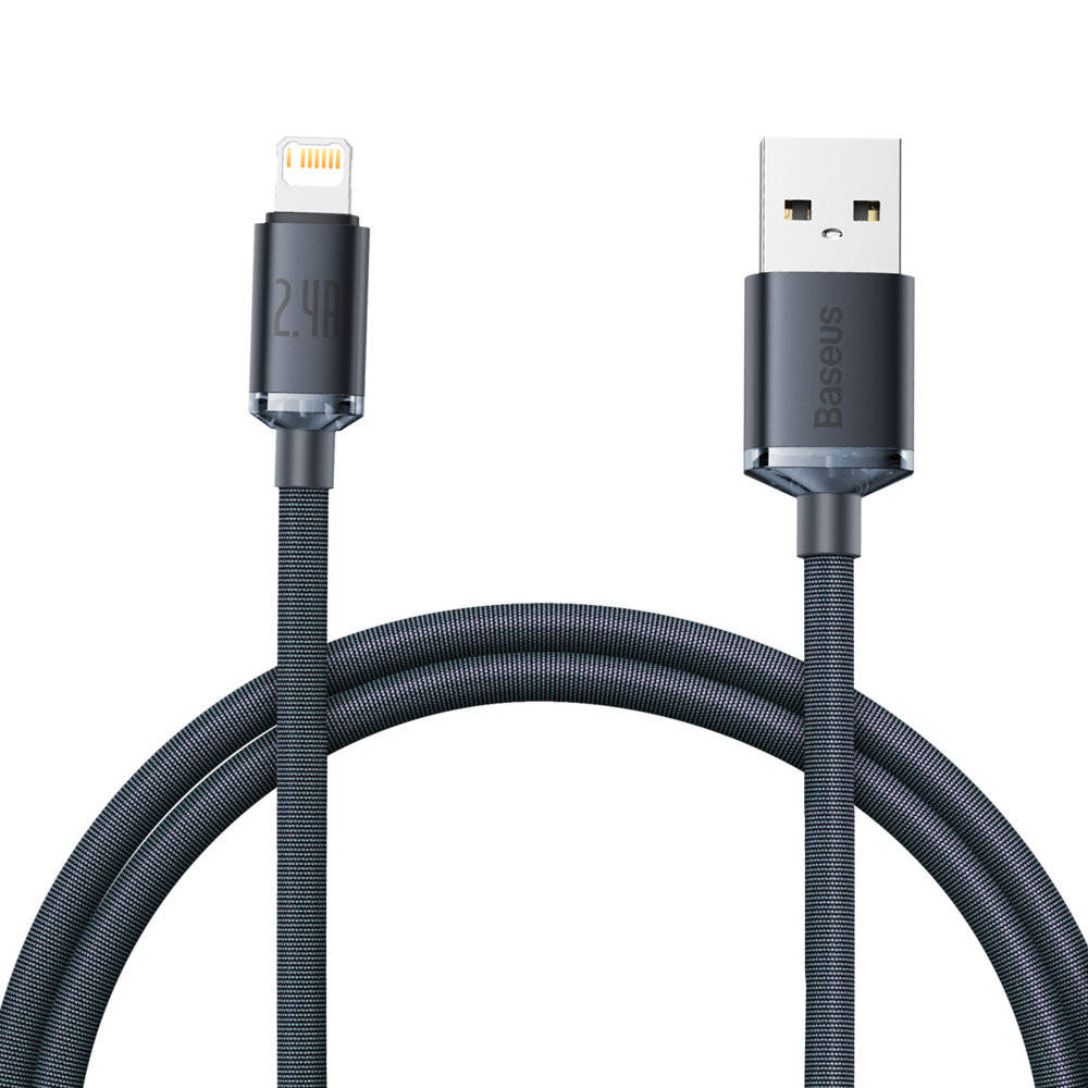 CABLU alimentare si date Baseus Crystal Shine, Fast Charging Data Cable pt. smartphone, USB la Lightning Iphone 2.4A, 1.2m, negru "CAJY000001" - 6932172602680