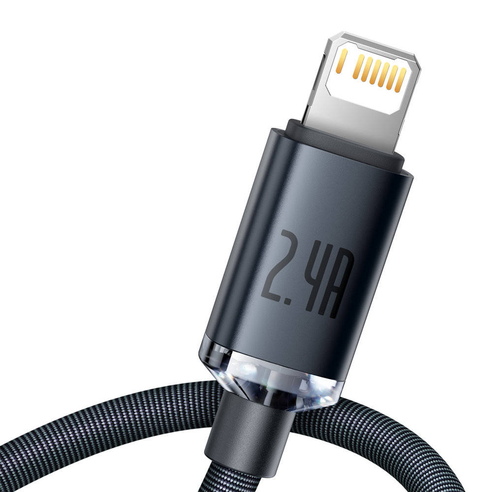 CABLU alimentare si date Baseus Crystal Shine, Fast Charging Data Cable pt. smartphone, USB la Lightning Iphone 2.4A, 1.2m, negru "CAJY000001" - 6932172602680