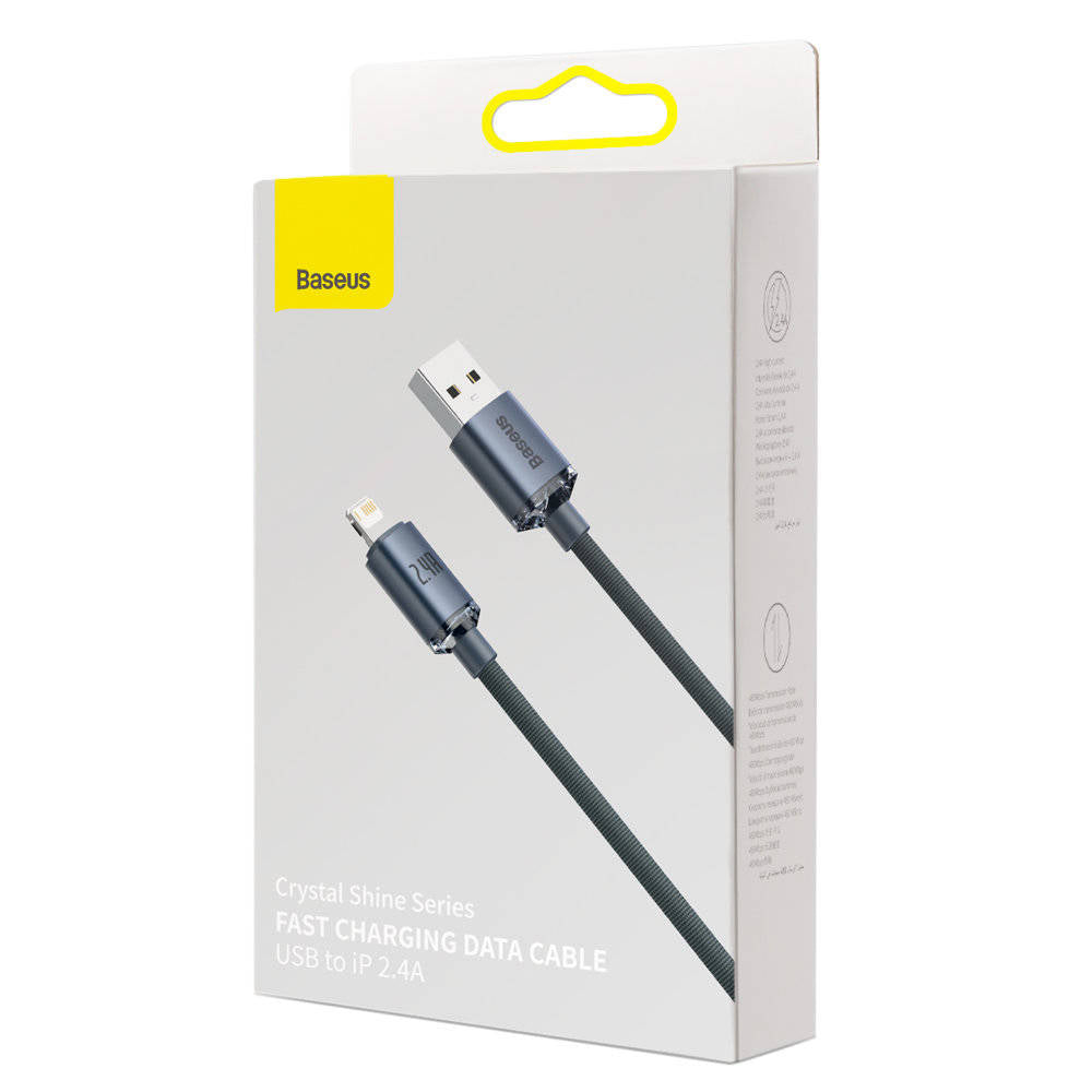 CABLU alimentare si date Baseus Crystal Shine, Fast Charging Data Cable pt. smartphone, USB la Lightning Iphone 2.4A, 1.2m, negru "CAJY000001" - 6932172602680
