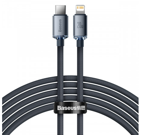 CABLU alimentare si date Baseus Crystal Shine, Fast Charging Data Cable pt. smartphone, Type-C la Lightning Iphone 20W, 2m, braided, negru "CAJY000301" - 6932172602772