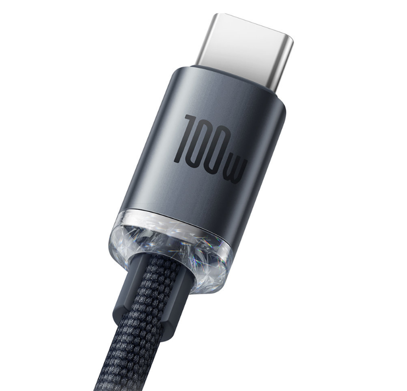 CABLU alimentare si date Baseus Crystal Shine, Fast Charging Data Cable pt. smartphone, USB la USB Type-C 100W, 2m, braided, negru "CAJY000501" - 6932172602833