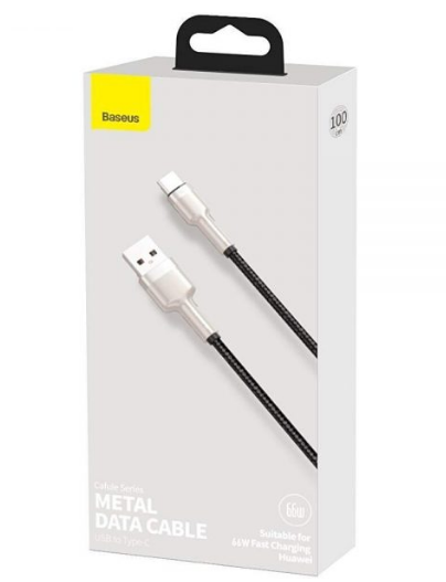 CABLU alimentare si date Baseus Cafule Series, Fast Charging Data Cable pt. smartphone, USB la USB Type-C 66W, braided, 1m, negru "CAKF000101" - 6953156209756