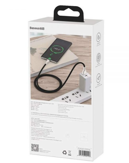 CABLU alimentare si date Baseus Cafule Series, Fast Charging Data Cable pt. smartphone, USB la USB Type-C 66W, braided, 1m, negru "CAKF000101" - 6953156209756