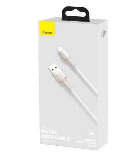 CABLU alimentare si date Baseus Cafule Series, Fast Charging Data Cable pt. smartphone, USB la USB Type-C 66W, braided, 1m, alb "CAKF000102" - 6953156209763