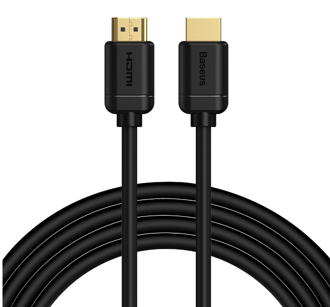 Cablu video Baseus HD Series, HDMI (T) la HDMI (T), rezolutie maxima 4K UHD (3840 x 2160) la 60 Hz, conectori auriti, 3m, negru 