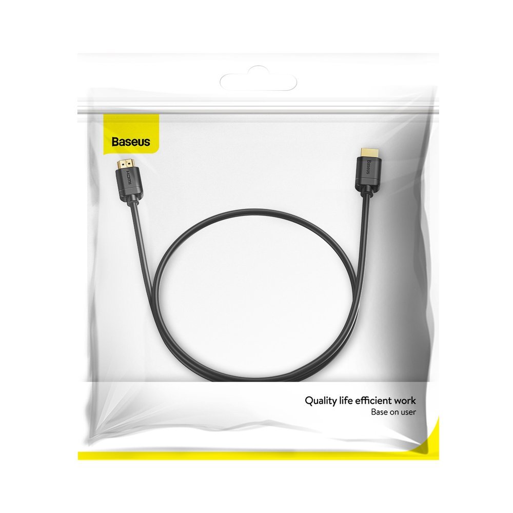 CABLU video Baseus HD Series, HDMI (T) la HDMI (T), rezolutie maxima 4K UHD (3840 x 2160) la 30 Hz, conectori auriti, 8m, negru "CAKGQ-E01" - 6953156222557