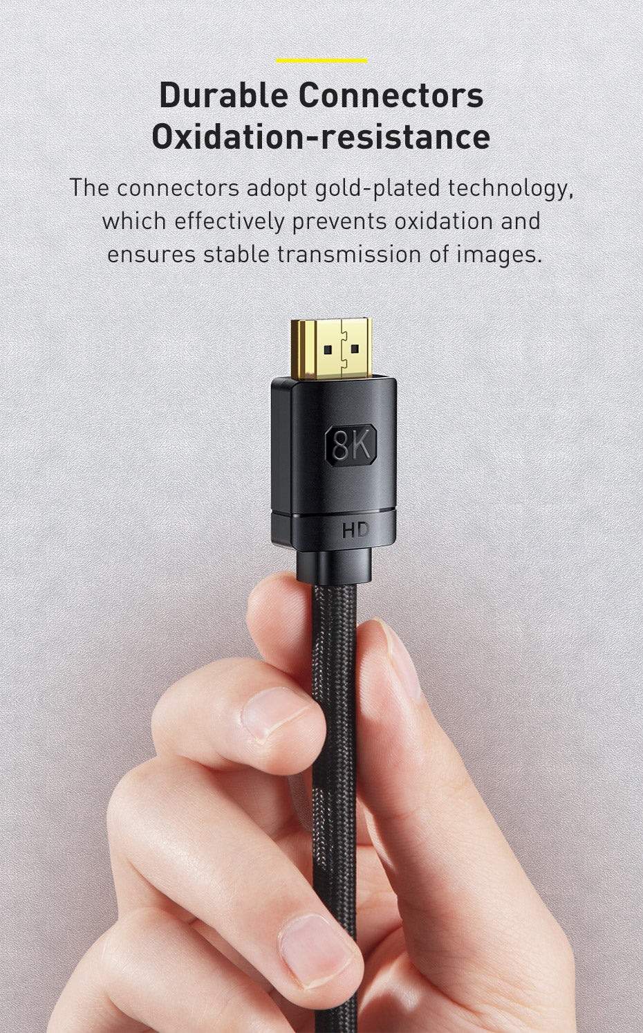 CABLU video Baseus High Definition, HDMI(T) la HDMI(T), versiunea 2.1, rezolutie maxima 8K UHD (7680 x 4320) la 60 Hz, conectori auriti, 3m, negru "CAKGQ-L01" - 6953156204171