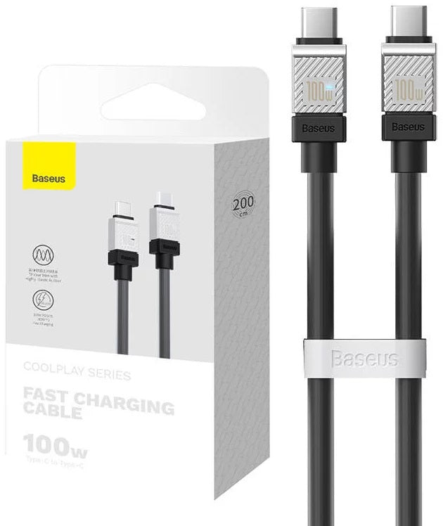 CABLU alimentare si date Baseus, Fast Charging Data Cable pt. smartphone, USB Type-C (T) la USB Type-C (T), E-marker, 100W, 2m, negru, "CAKW000301" (include TV 0.18lei) - 6932172626686