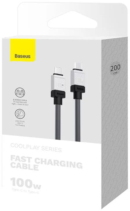 CABLU alimentare si date Baseus, Fast Charging Data Cable pt. smartphone, USB Type-C (T) la USB Type-C (T), E-marker, 100W, 2m, negru, "CAKW000301" (include TV 0.18lei) - 6932172626686