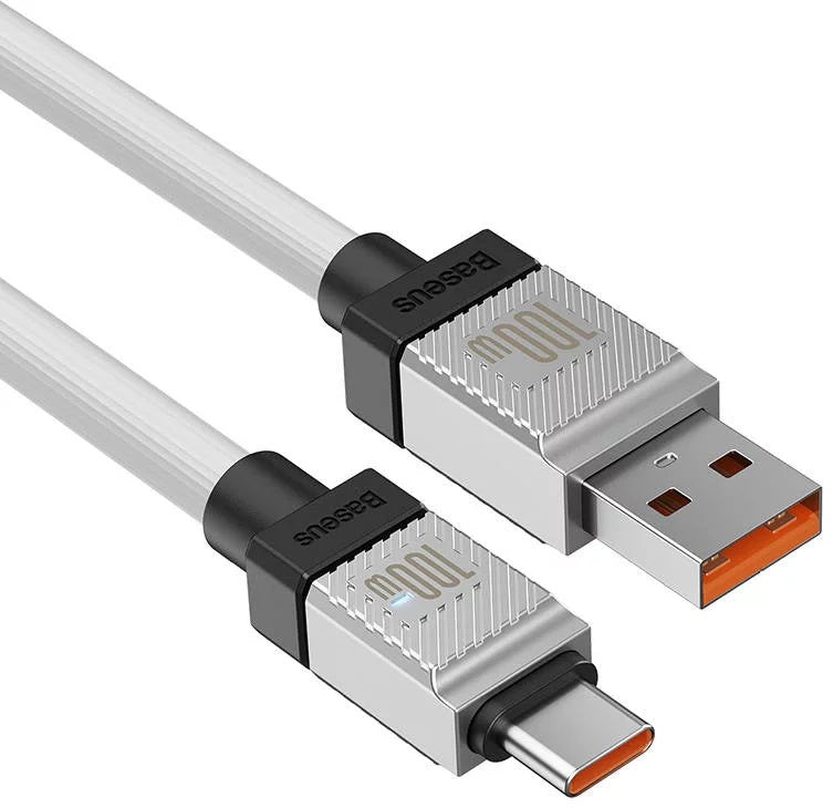 CABLU alimentare si date Baseus, Fast Charging Data Cable pt. smartphone, USB (T) la USB Type-C (T), 100W, 1m, alb, "CAKW000602" (include TV 0.18lei) - 6932172626815