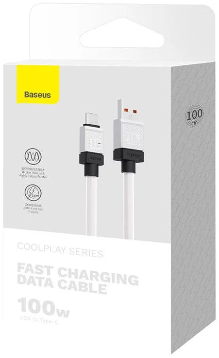 CABLU alimentare si date Baseus, Fast Charging Data Cable pt. smartphone, USB (T) la USB Type-C (T), 100W, 1m, alb, "CAKW000602" (include TV 0.18lei) - 6932172626815