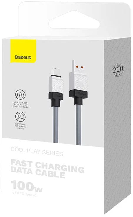 CABLU alimentare si date Baseus, Fast Charging Data Cable pt. smartphone, USB (T) la USB Type-C (T), 100W, 2m, negru, "CAKW000701" (include TV 0.18lei) - 6932172626846