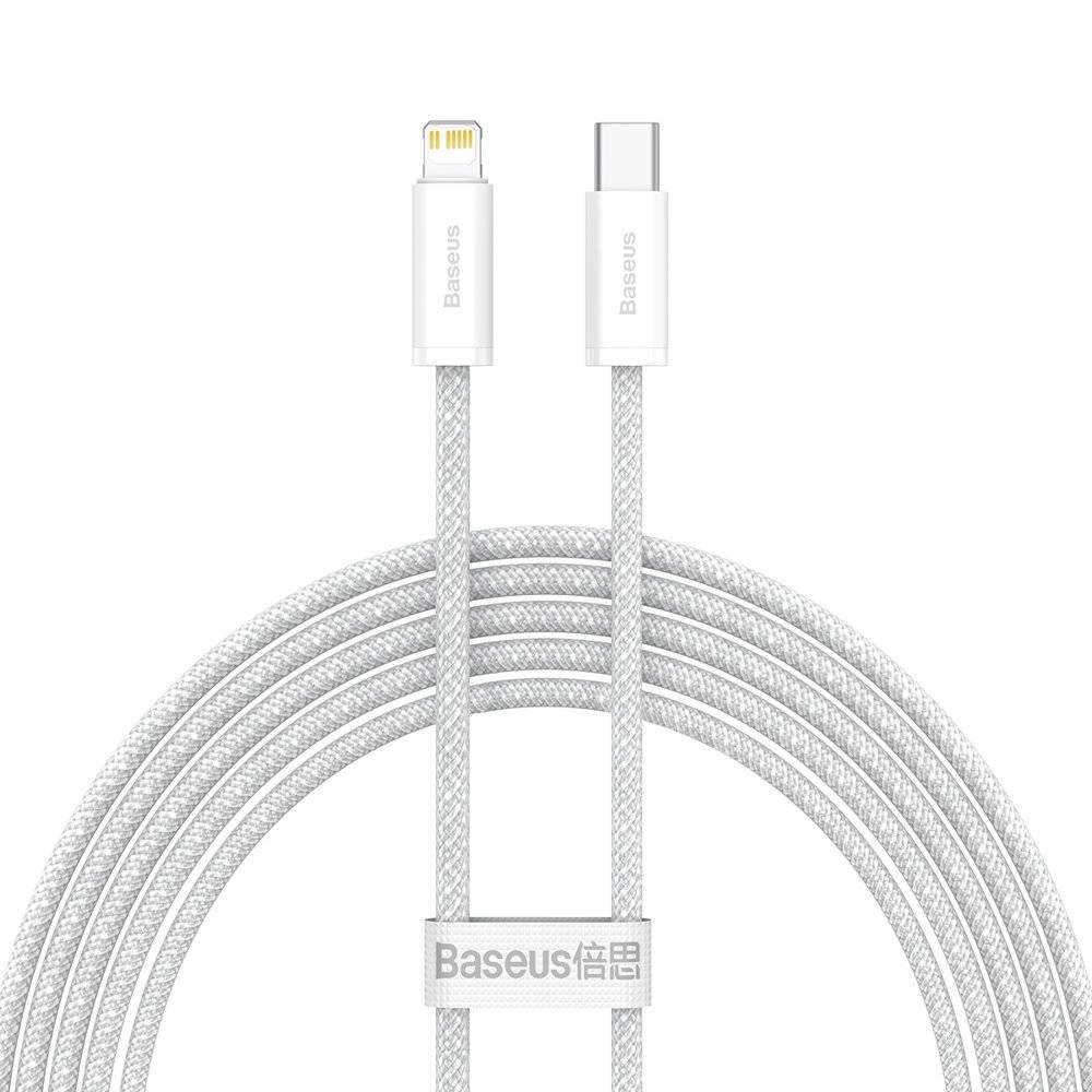Cablu alimentare si date Baseus Dynamic, Fast Charging Data Cable pt. smartphone, USB Type-C la Lightning Iphone PD 20W, braided, 2m, alb 