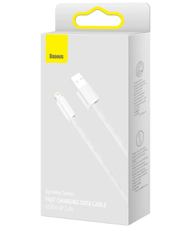 CABLU alimentare si date Baseus Dynamic Series, Fast Charging Data Cable pt. smartphone, USB la Lightning Iphone 2.4A, 1m, braided, alb "CALD000402" - 6932172602024