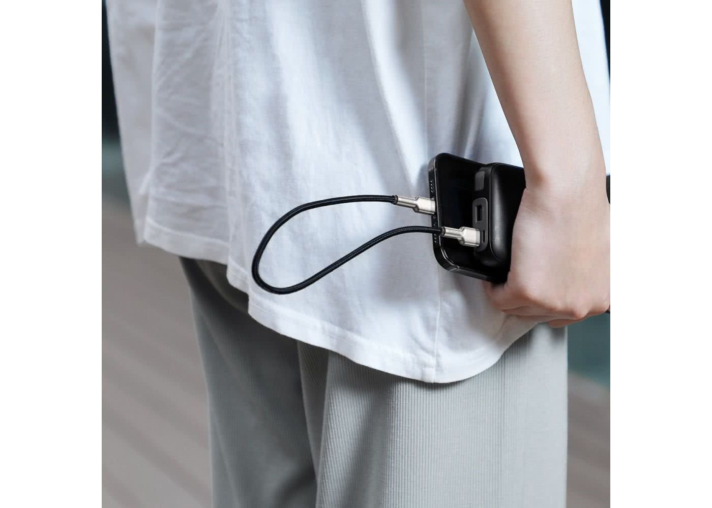 CABLU alimentare si date Baseus Cafule Metal, Fast Charging Data Cable pt. smartphone, USB la Lightning Iphone 2.4A, braided, 0.25m, negru "CALJK-01" - 6953156202238