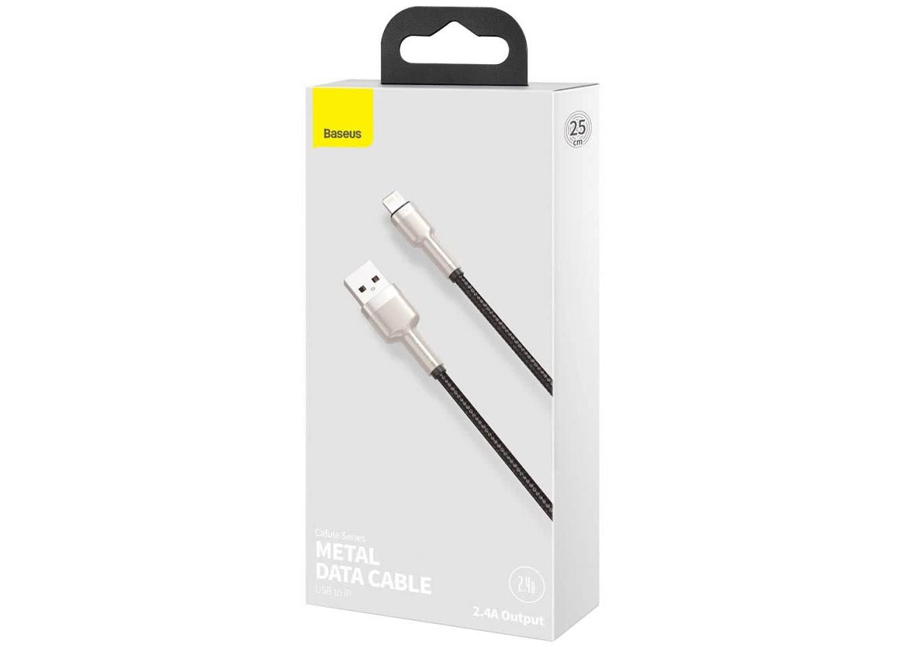 CABLU alimentare si date Baseus Cafule Metal, Fast Charging Data Cable pt. smartphone, USB la Lightning Iphone 2.4A, braided, 0.25m, negru "CALJK-01" - 6953156202238