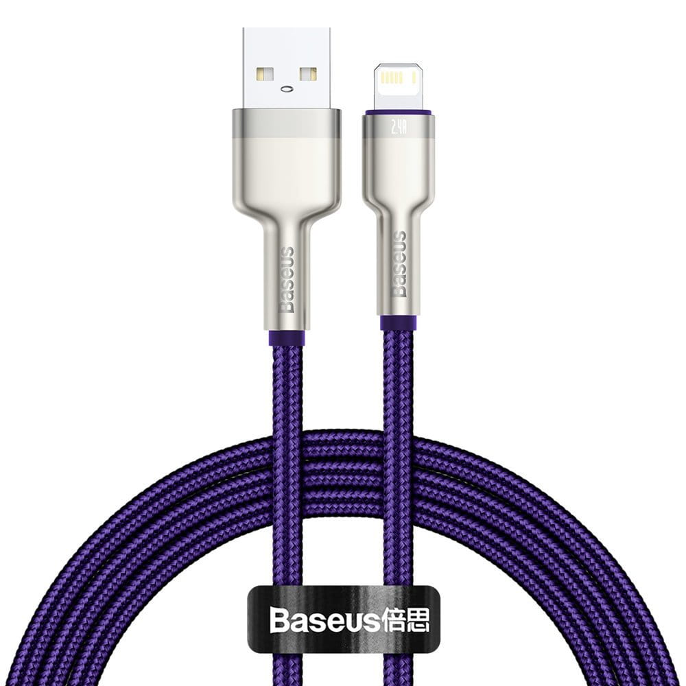 CABLU alimentare si date Baseus Cafule Metal, Fast Charging Data Cable pt. smartphone, USB la Lightning Iphone 2.4A, braided, 1m, violet "CALJK-A05" - 6953156202269
