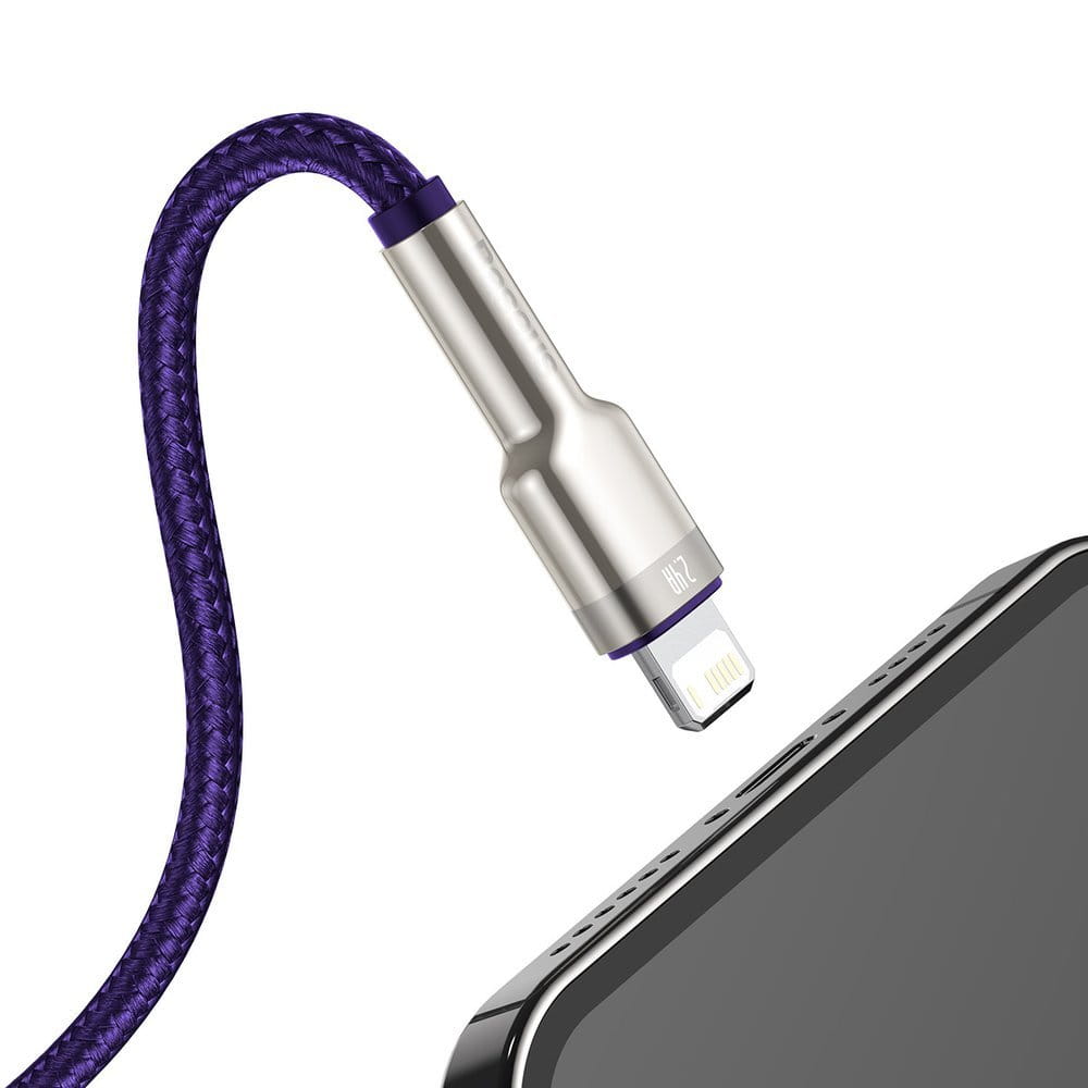 CABLU alimentare si date Baseus Cafule Metal, Fast Charging Data Cable pt. smartphone, USB la Lightning Iphone 2.4A, braided, 1m, violet "CALJK-A05" - 6953156202269