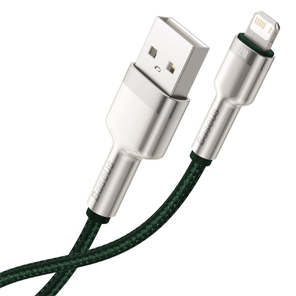 CABLU alimentare si date Baseus Cafule Metal, Fast Charging Data Cable pt. smartphone, USB la Lightning Iphone 2.4A, braided, 1m, verde "CALJK-A06" - 6953156202276