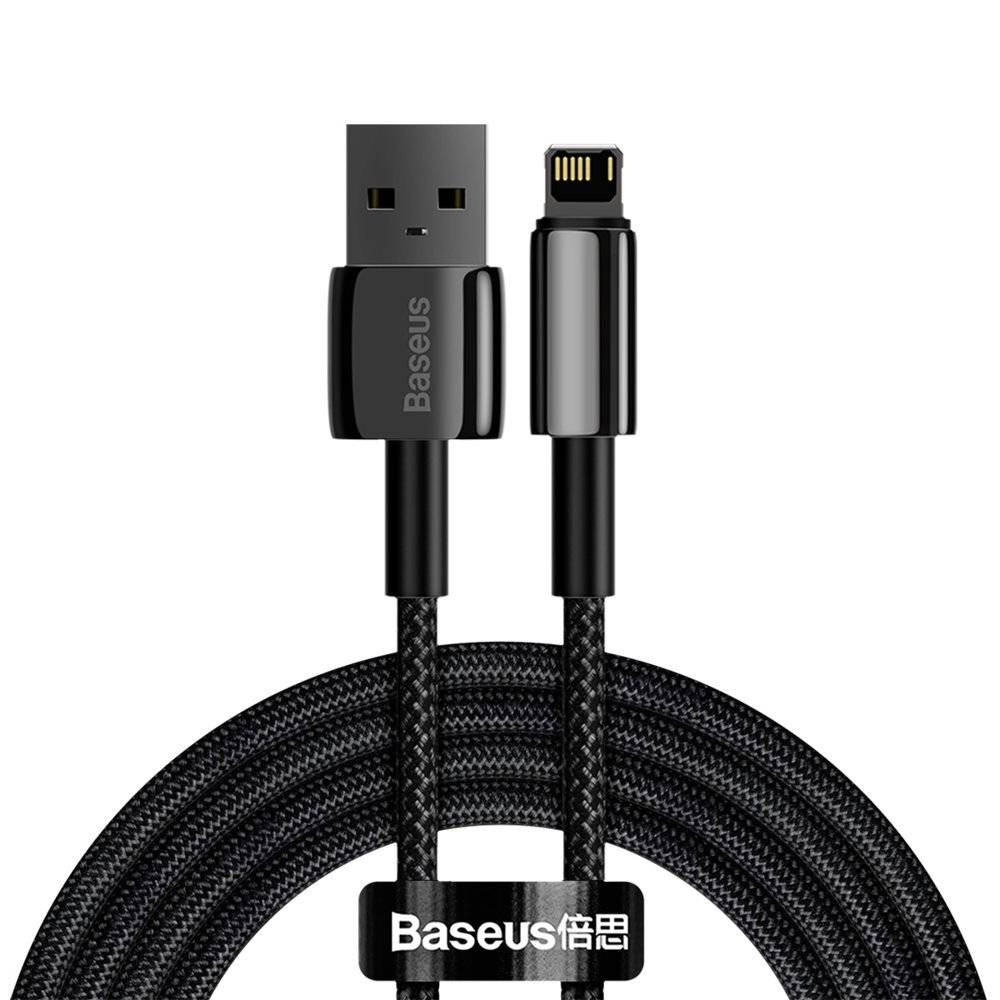 CABLU alimentare si date Baseus Tungsten Gold,Fast Charging Data Cable pt. smartphone,USB la Lightning 2.4A, braided,2m, rezistent zgarieturi,negru "CALWJ-A01" - 6953156204966