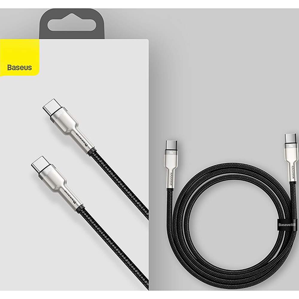CABLU alimentare si date Baseus Cafule Metal, Fast Charging Data Cable pt. smartphone, USB Type-C la USB Type-C 100W, braided, 2m, negru "CATJK-D01" - 6953156202368