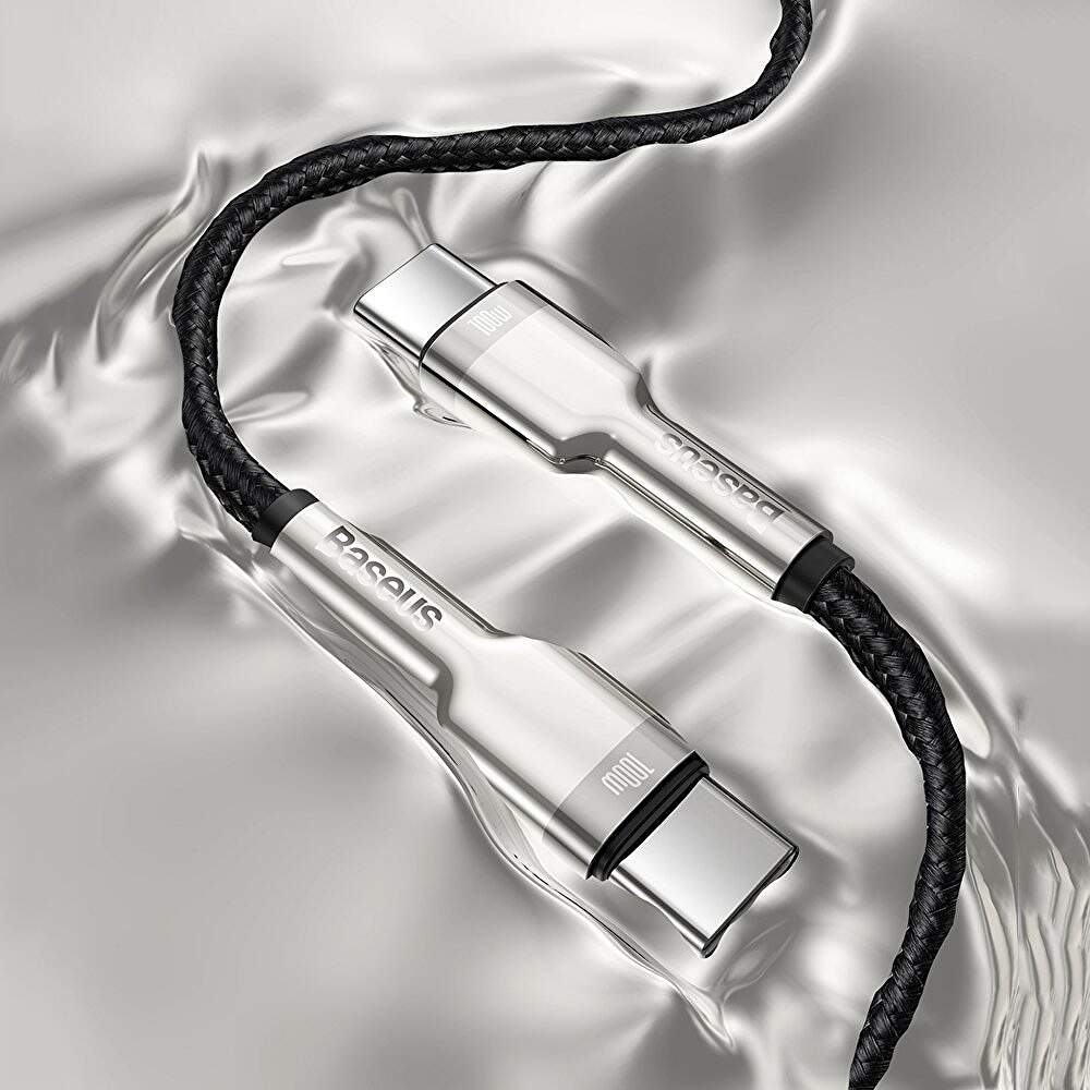 CABLU alimentare si date Baseus Cafule Metal, Fast Charging Data Cable pt. smartphone, USB Type-C la USB Type-C 100W, braided, 2m, negru "CATJK-D01" - 6953156202368