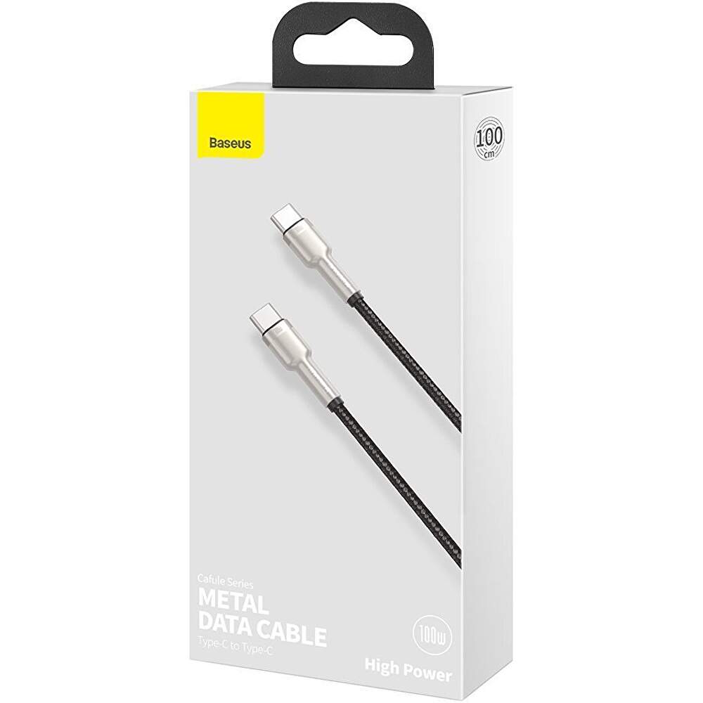 CABLU alimentare si date Baseus Cafule Metal, Fast Charging Data Cable pt. smartphone, USB Type-C la USB Type-C 100W, braided, 2m, negru "CATJK-D01" - 6953156202368