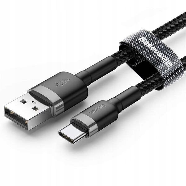 CABLU alimentare si date Baseus Cafule, Fast Charging Data Cable pt. smartphone, USB la USB Type-C 3A, 1m, gri + negru "CATKLF-BG1" - 6953156278202